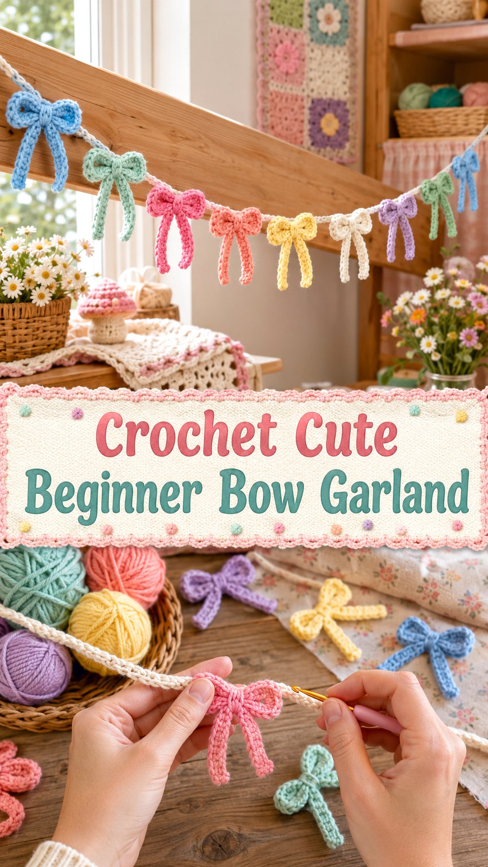 Crochet Cute Beginner Bow Garland