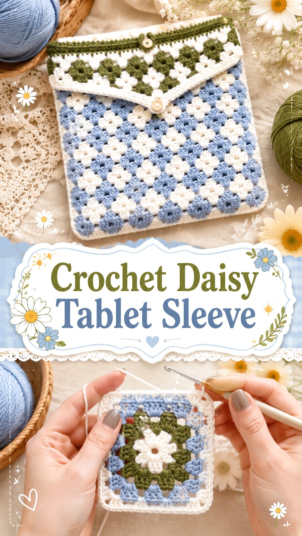 Crochet Daisy Tablet Sleeve