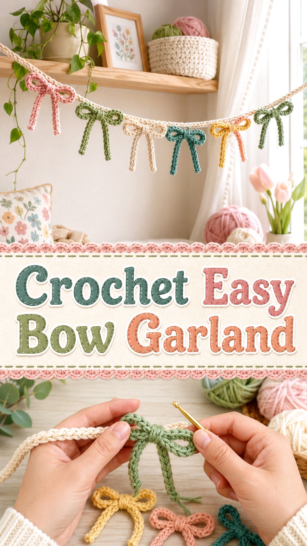 Crochet Easy Bow Garland