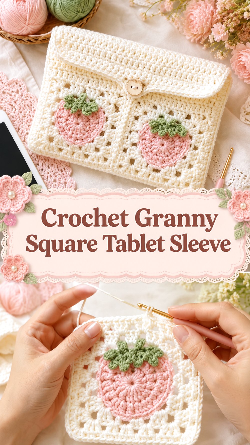 Crochet Granny Square Tablet Sleeve