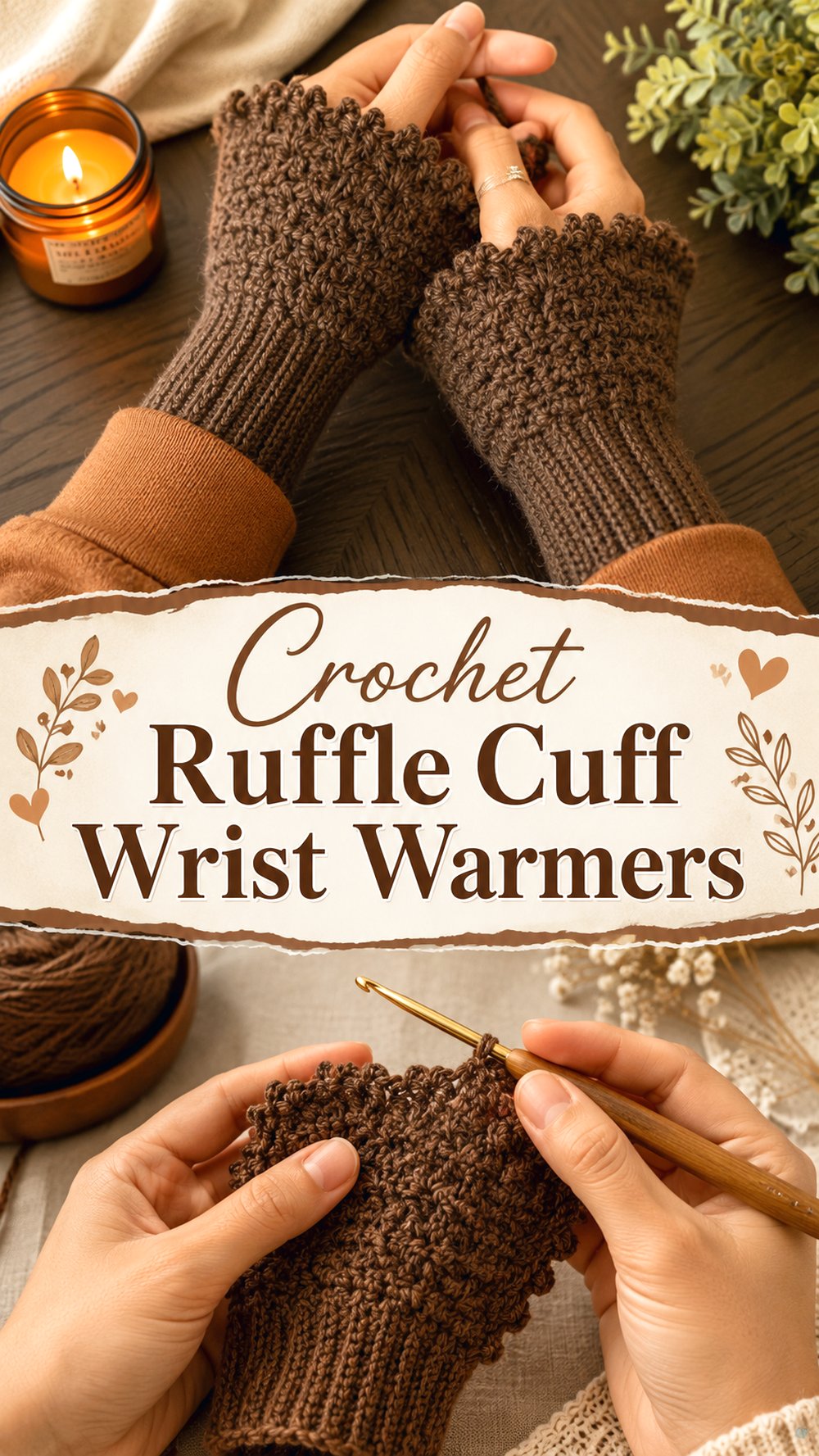 Crochet Ruffle Cuff Wrist Warmers