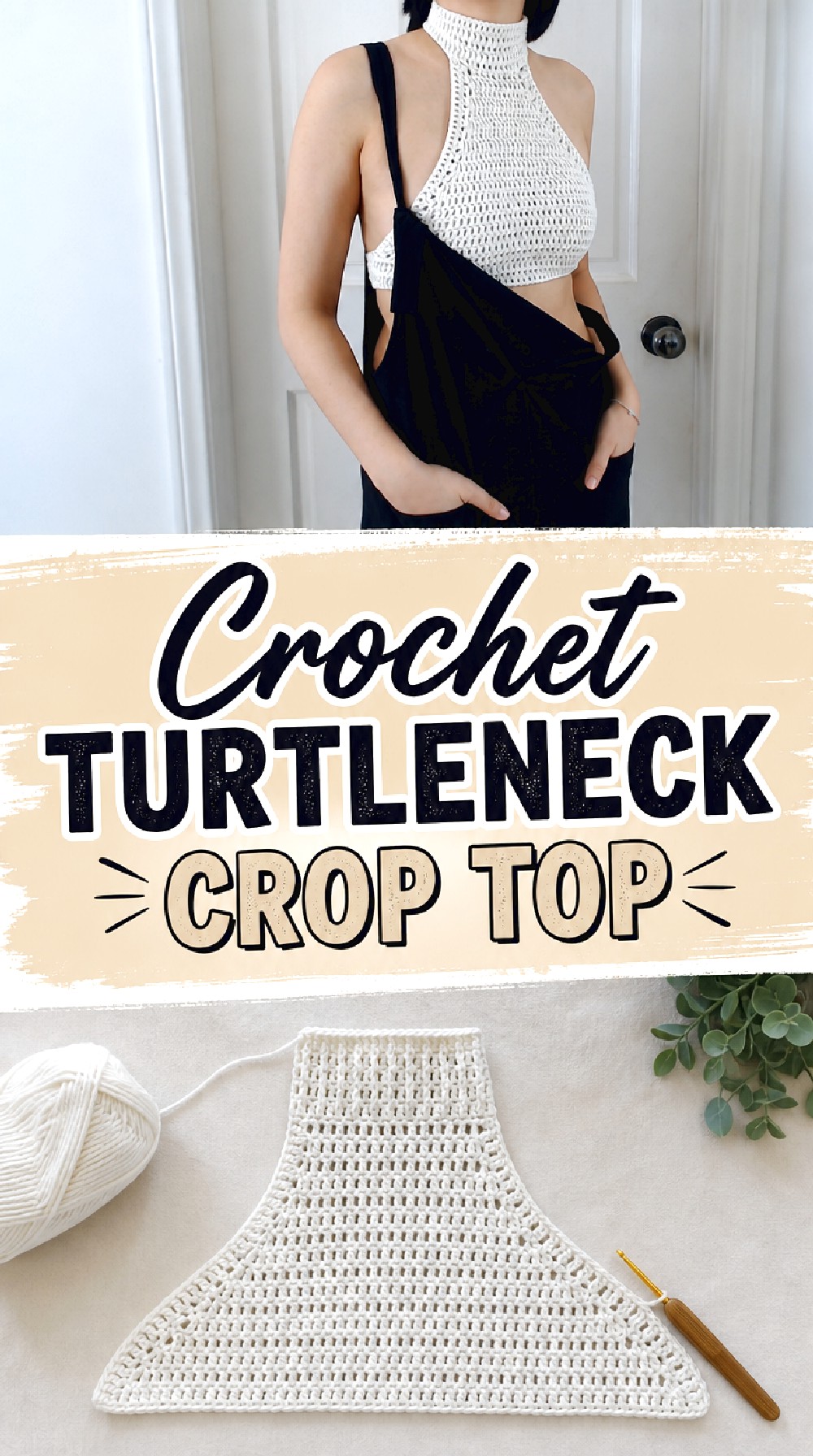 Crochet Turtleneck Crop Top