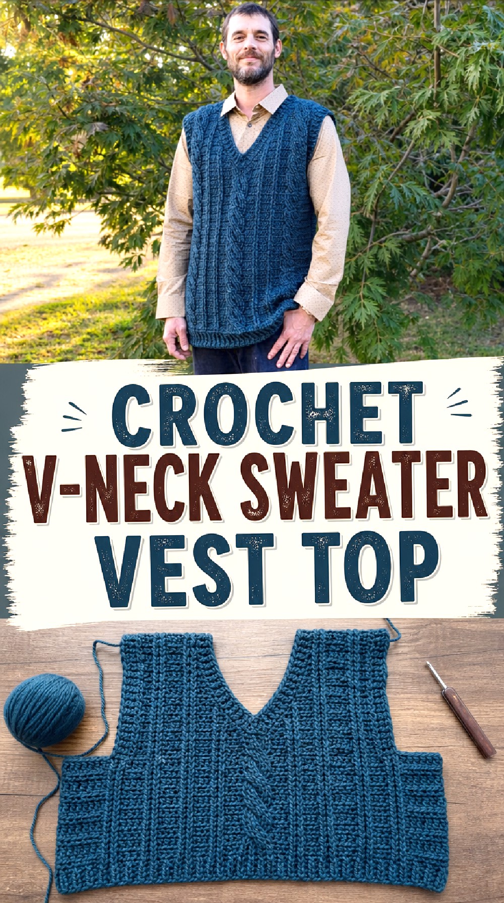 Crochet V Neck Sweater Vest Top
