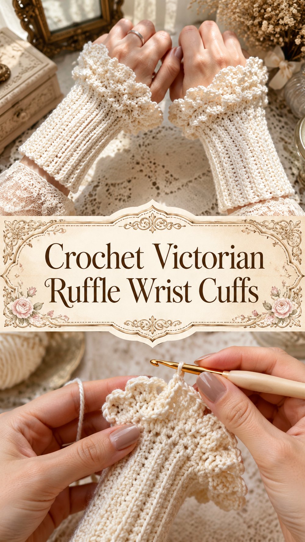 Crochet Victorian Ruffle Wrist Cuffs