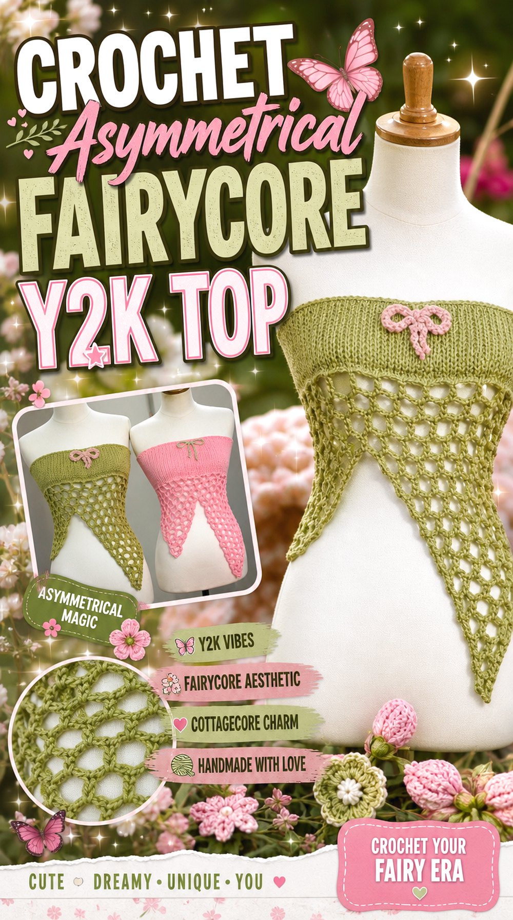 Crochet Asymmetrical Fairycore YK Top