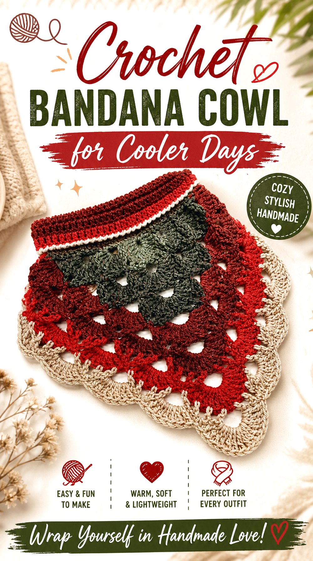 Crochet Bandana Cowl for Cooler Days
