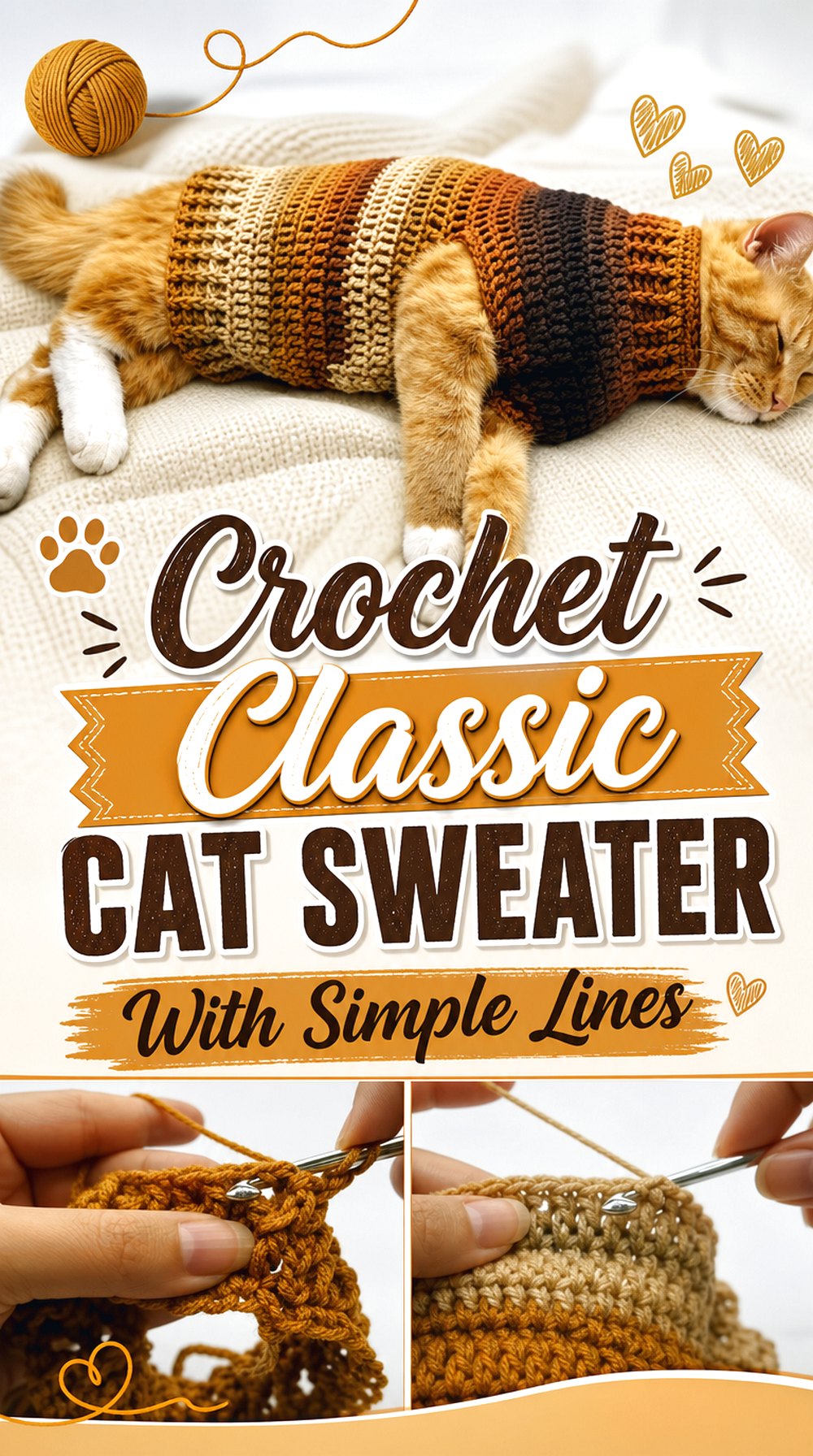 Crochet Classic Cat Sweater With Simple Lines