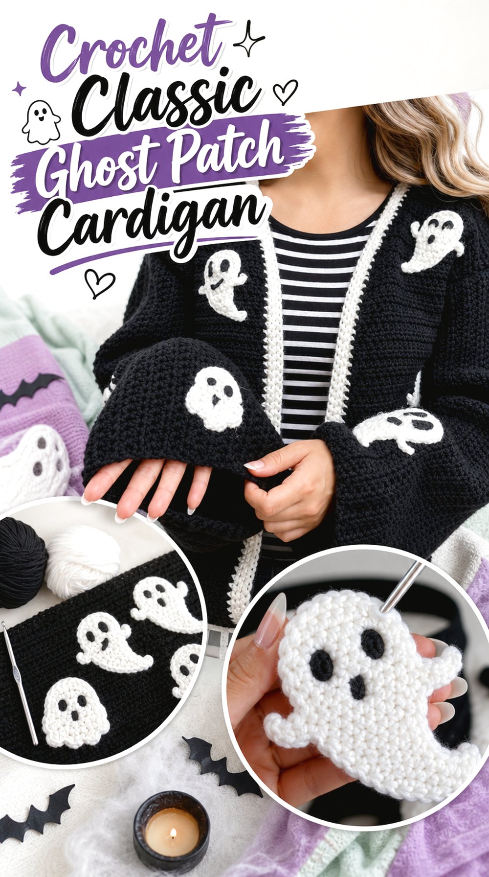 Crochet Classic Ghost Patch Cardigan