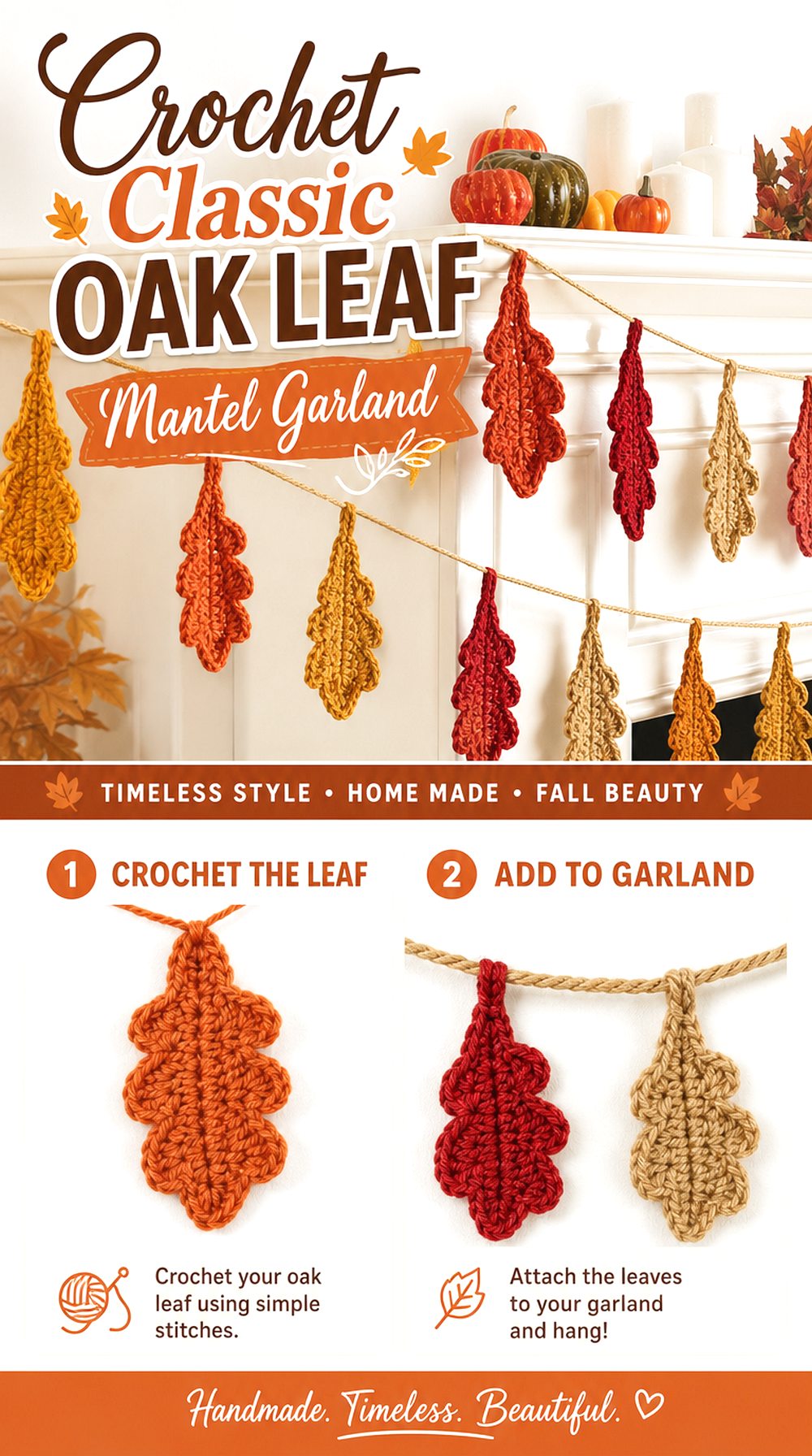 Crochet Classic Oak Leaf Mantel Garland
