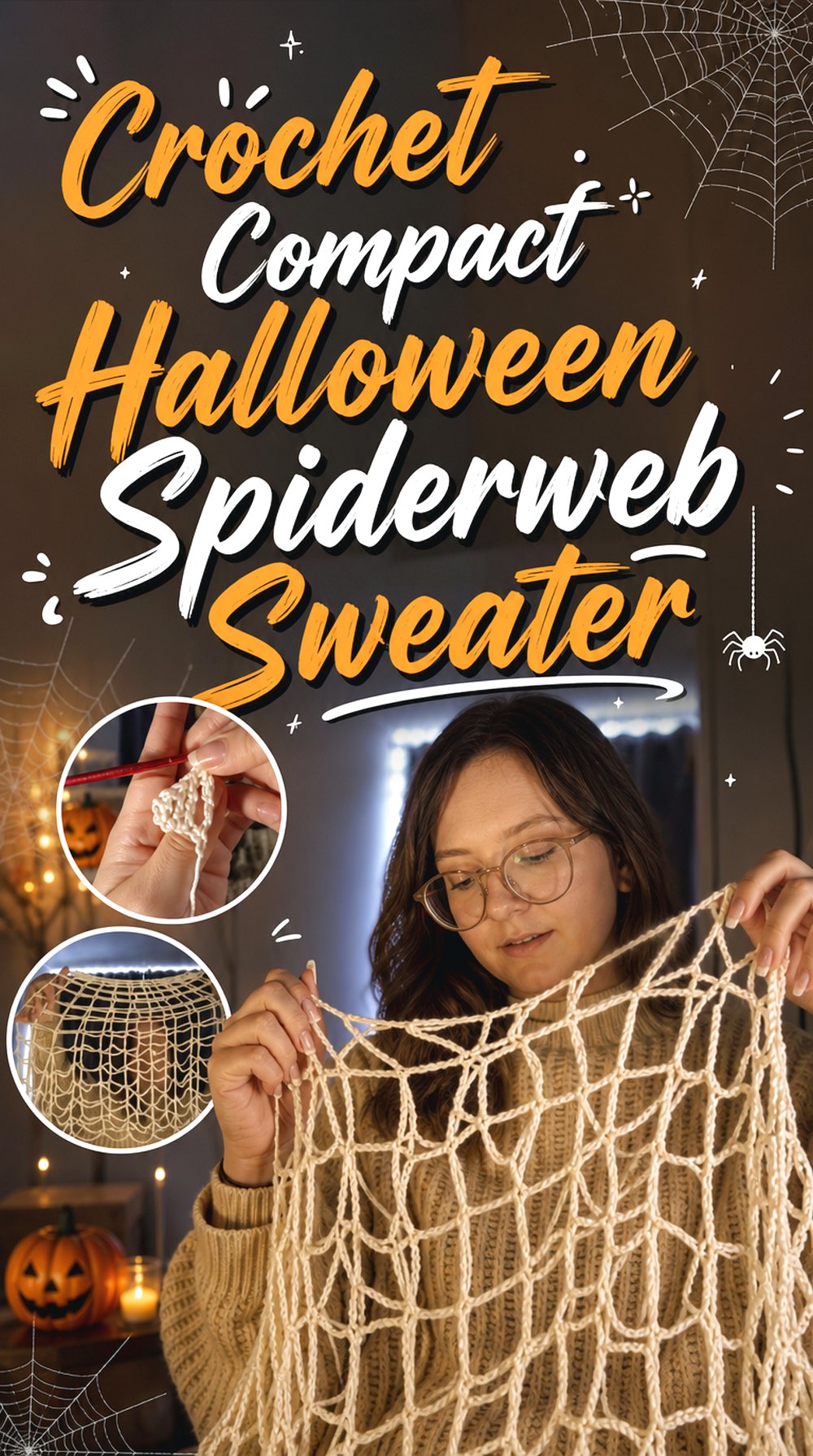 Crochet Compact Halloween Spiderweb Sweater