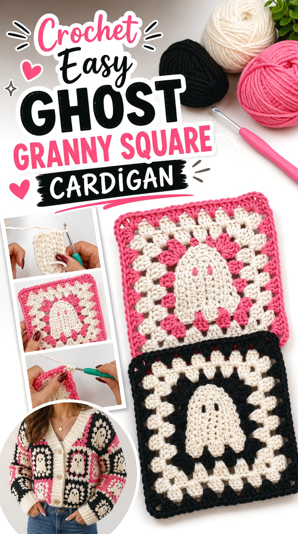 Crochet Easy Ghost Granny Square Cardigan
