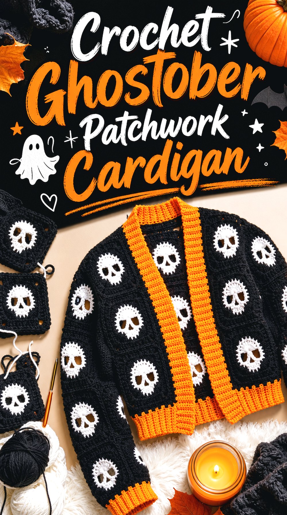 Crochet Ghostober Patchwork Cardigan