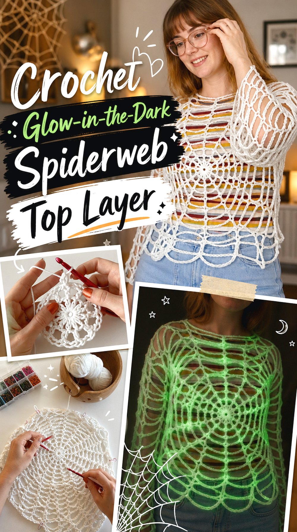 Crochet Glow in the Dark Spiderweb Top Layer