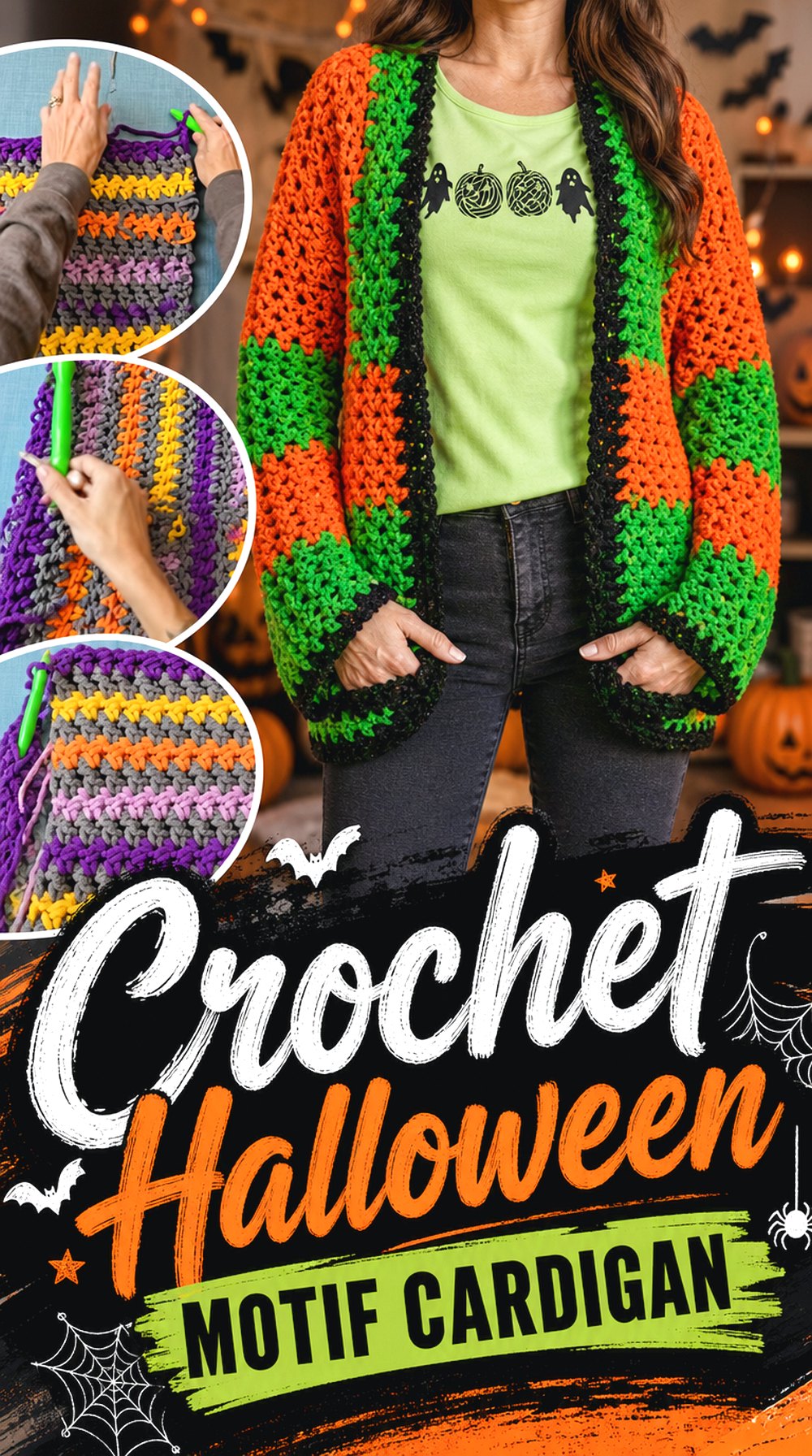 Crochet Halloween Motif Cardigan