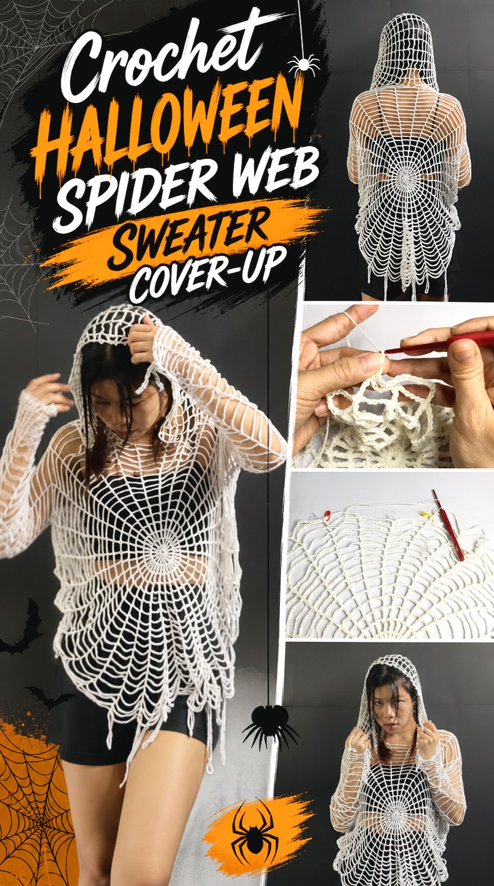 Crochet Halloween Spider Web Sweater Cover Up
