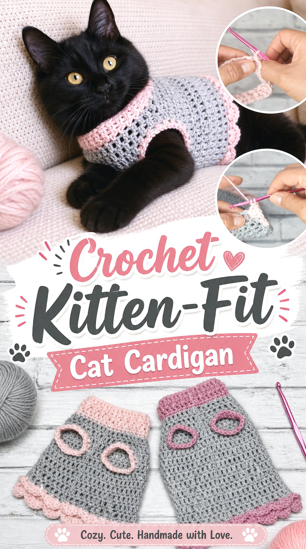 Crochet Kitten Fit Cat Cardigan
