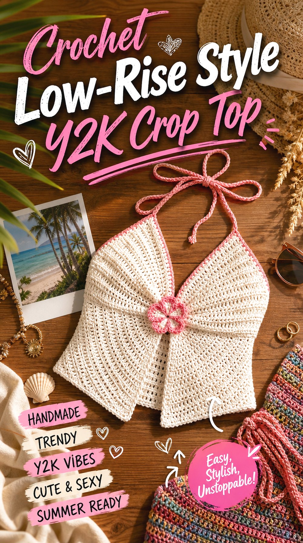 Crochet Low Rise Style YK Crop Top