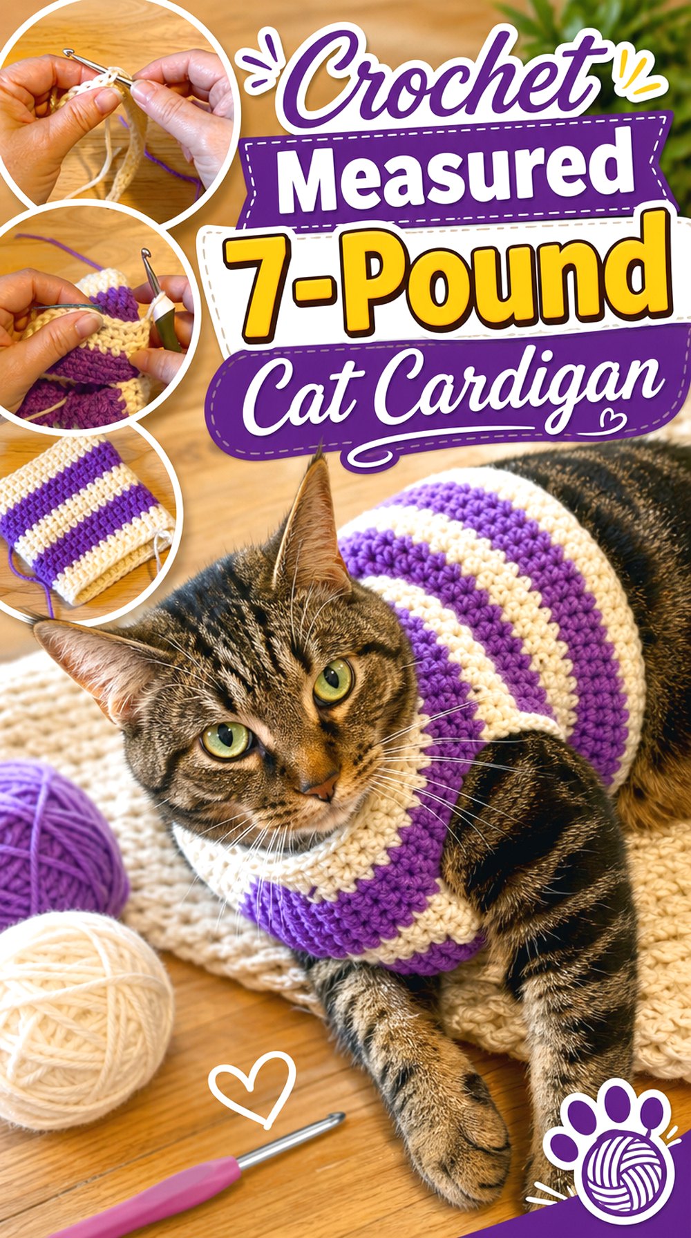 Crochet Measured Pound Cat Cardigan
