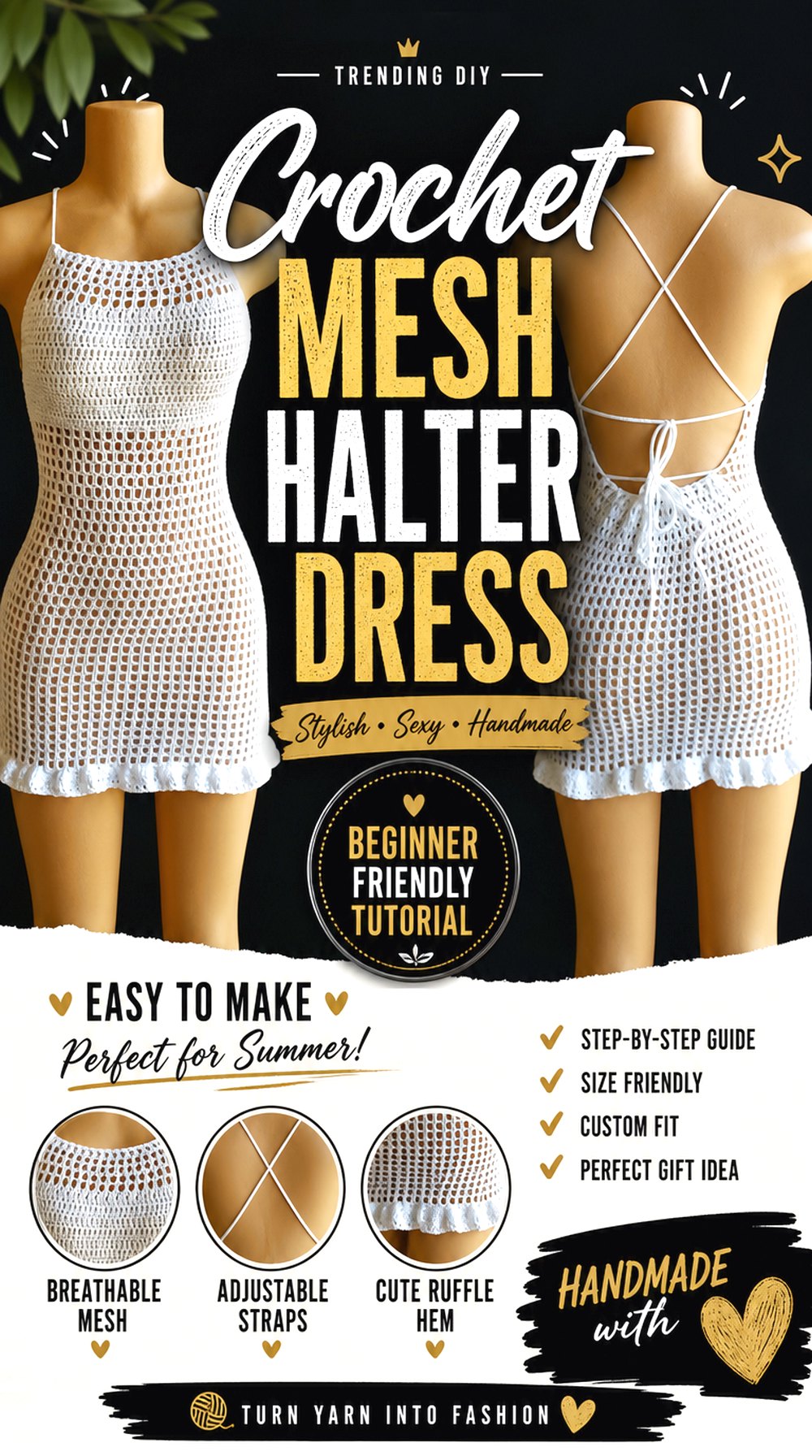 Crochet Mesh Halter Dress