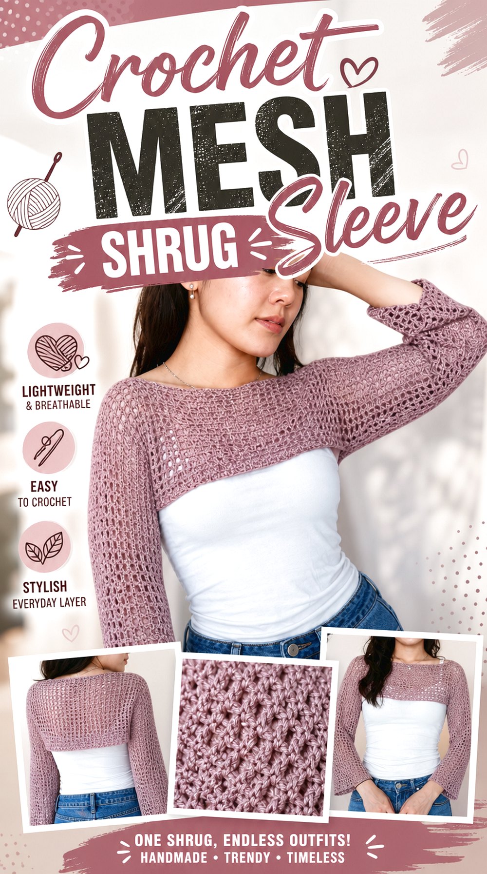 Crochet Mesh Sleeve Shrug