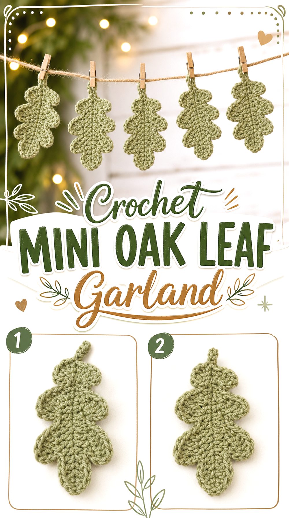 Crochet Mini Oak Leaf Garland