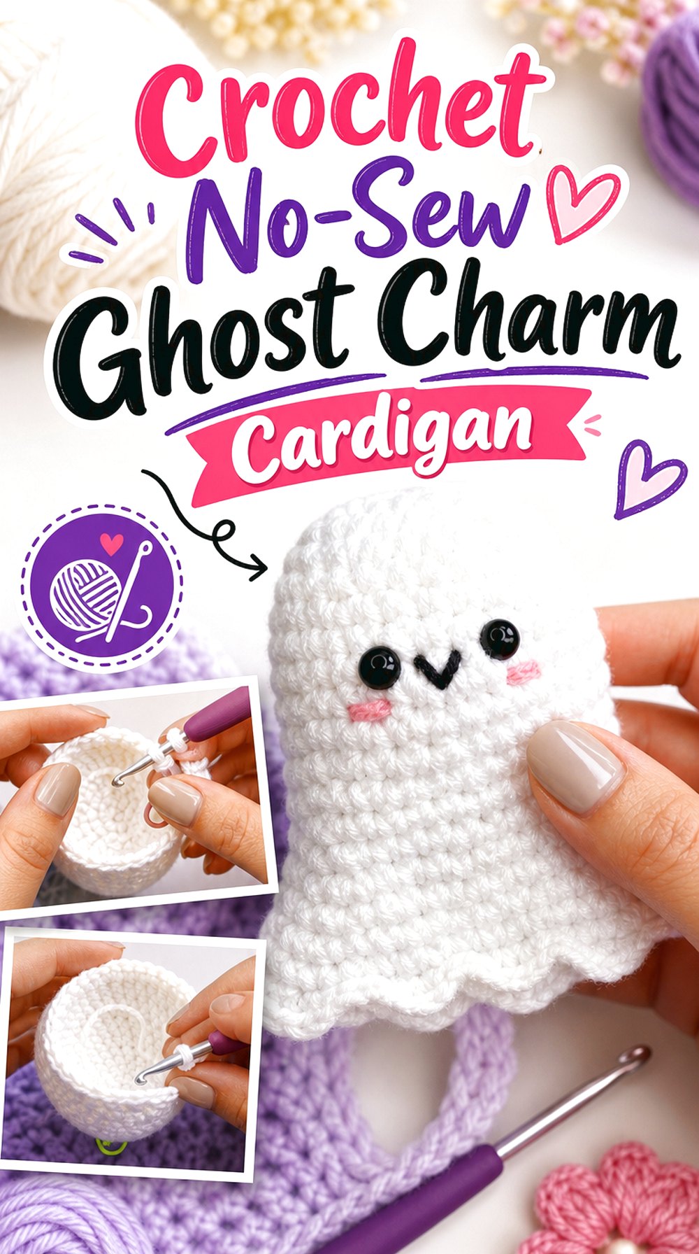 Crochet No Sew Ghost Charm Cardigan