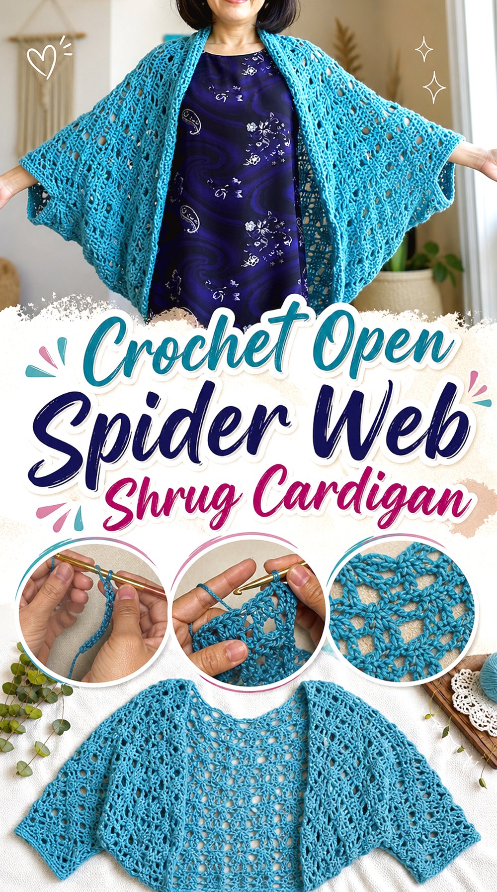 Crochet Open Spider Web Shrug Cardigan