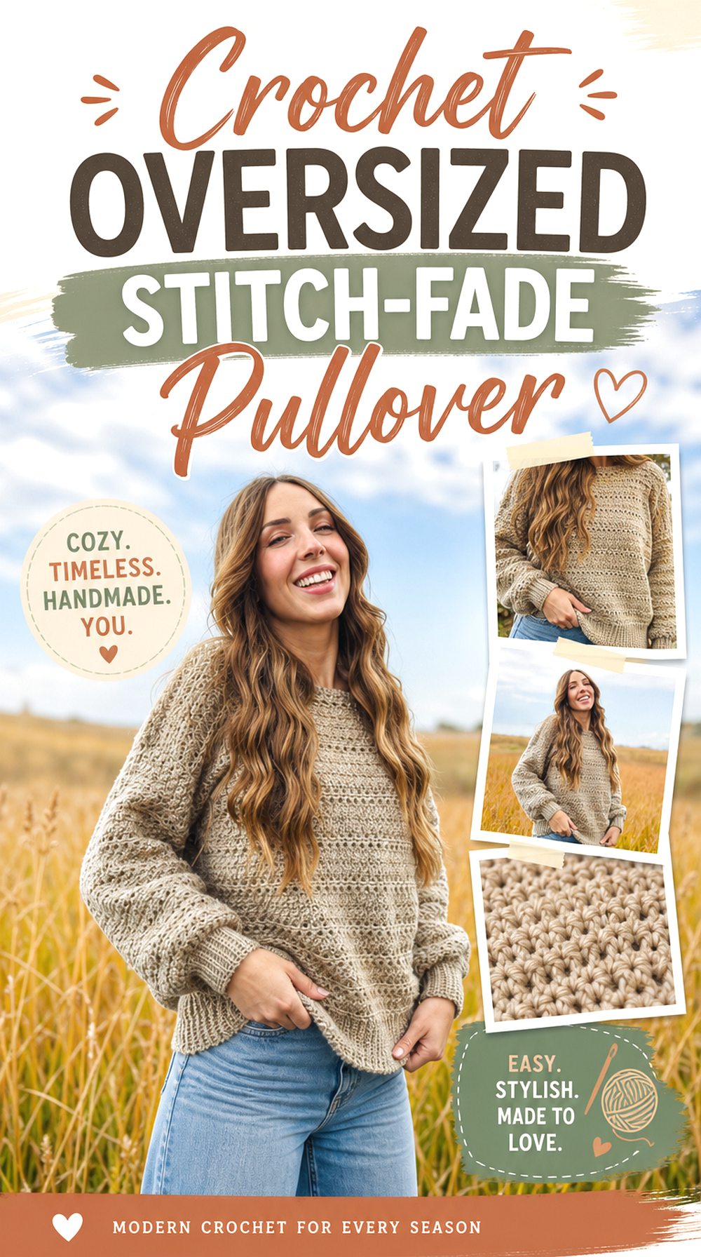 Crochet Oversized Stitch Fade Pullover