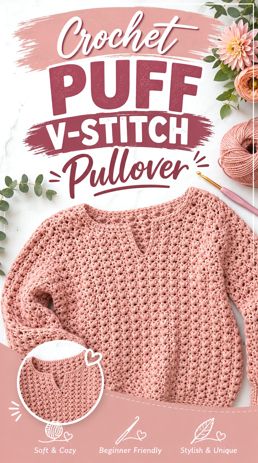 Crochet Puff V Stitch Pullover