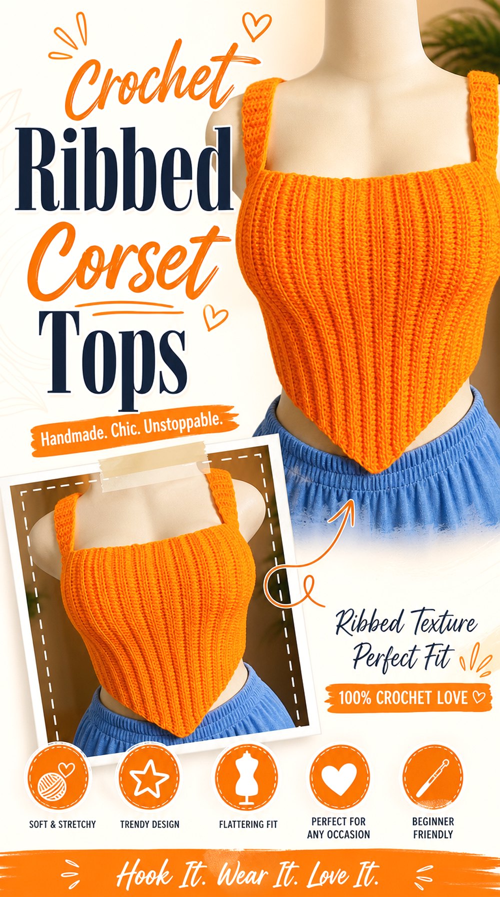 Crochet Ribbed Corset Top