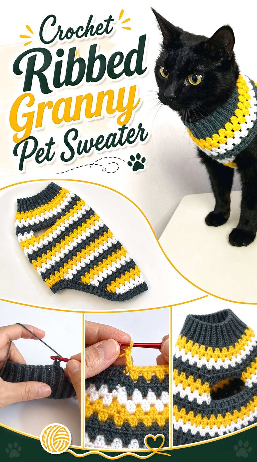 Crochet Ribbed Granny Pet Sweater