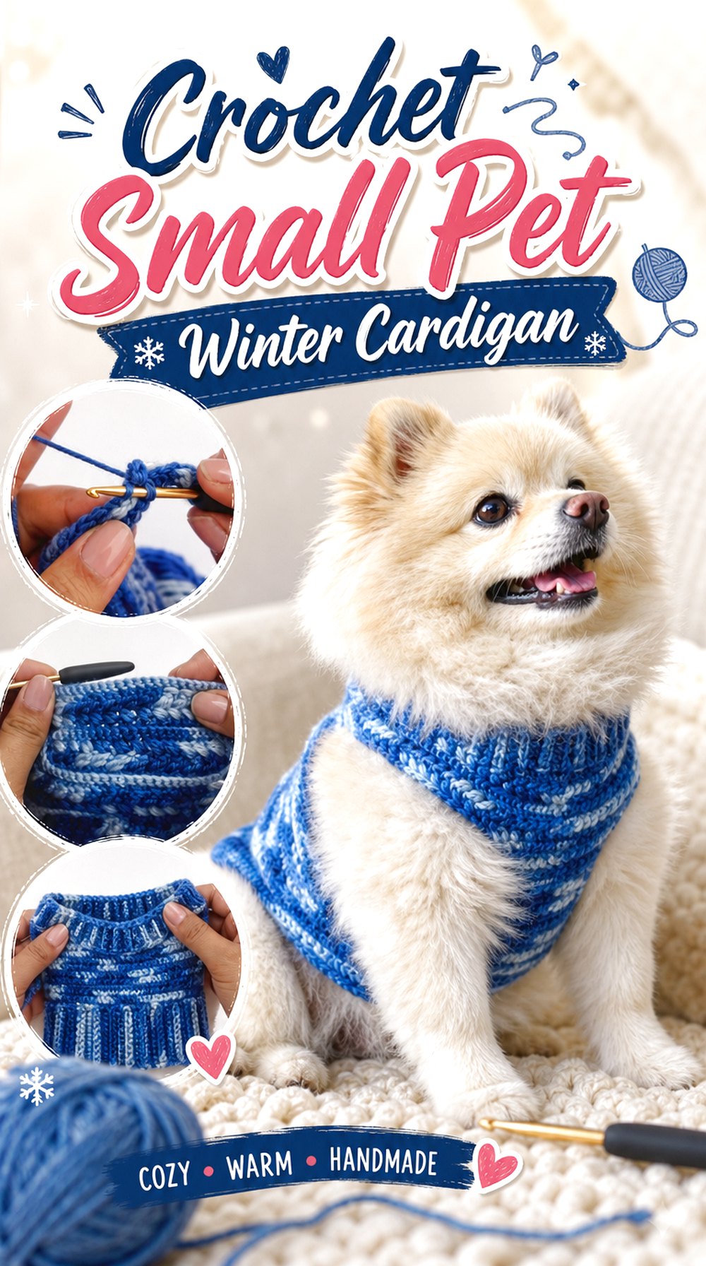 Crochet Small Pet Winter Cardigan