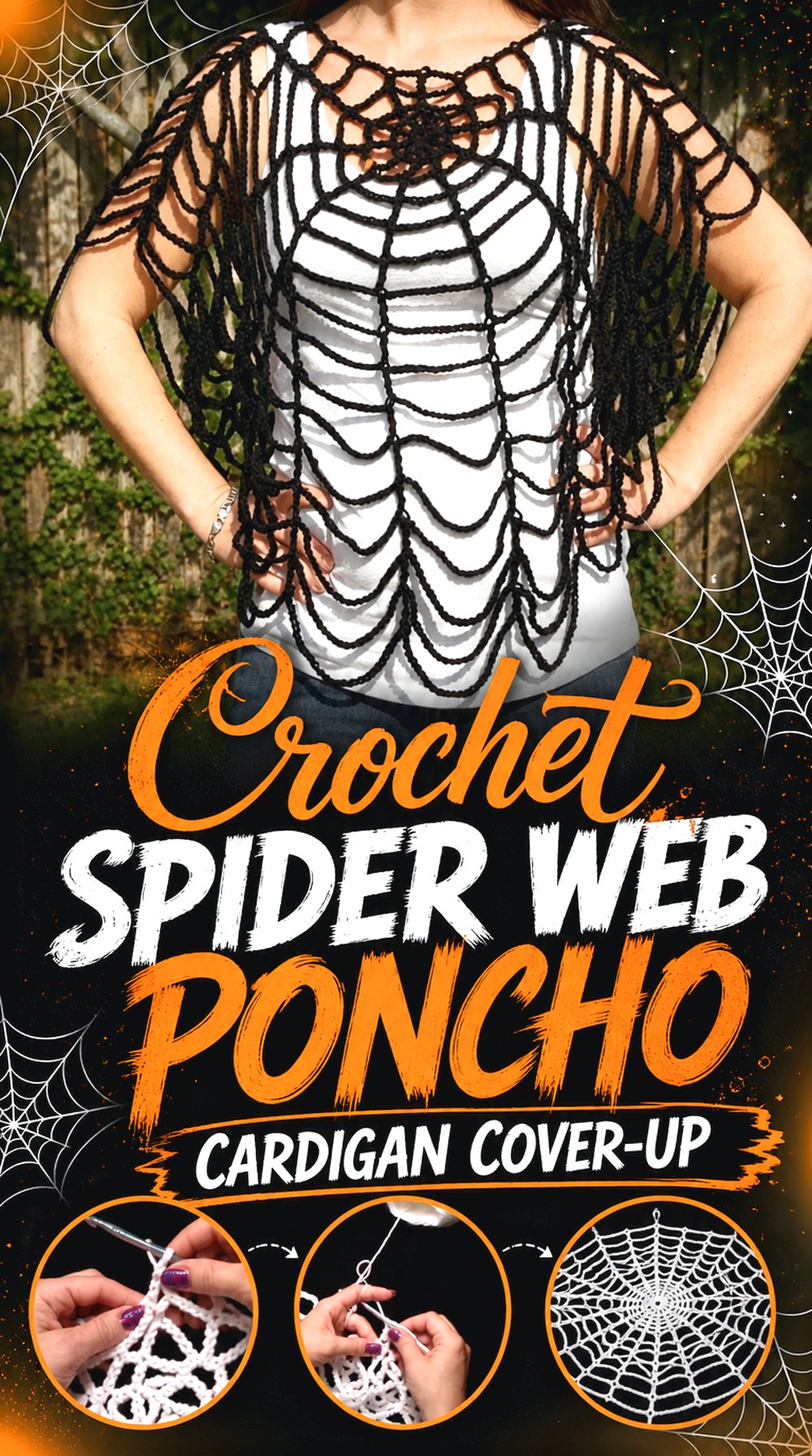 Crochet Spider Web Poncho Cardigan Cover Up