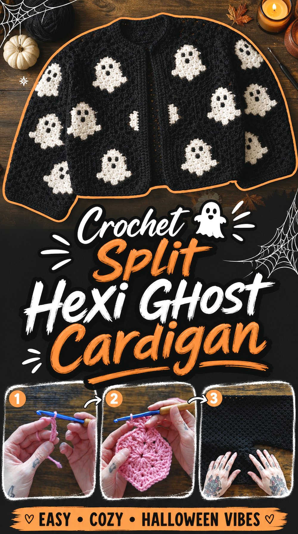 Crochet Split Hexi Ghost Cardigan