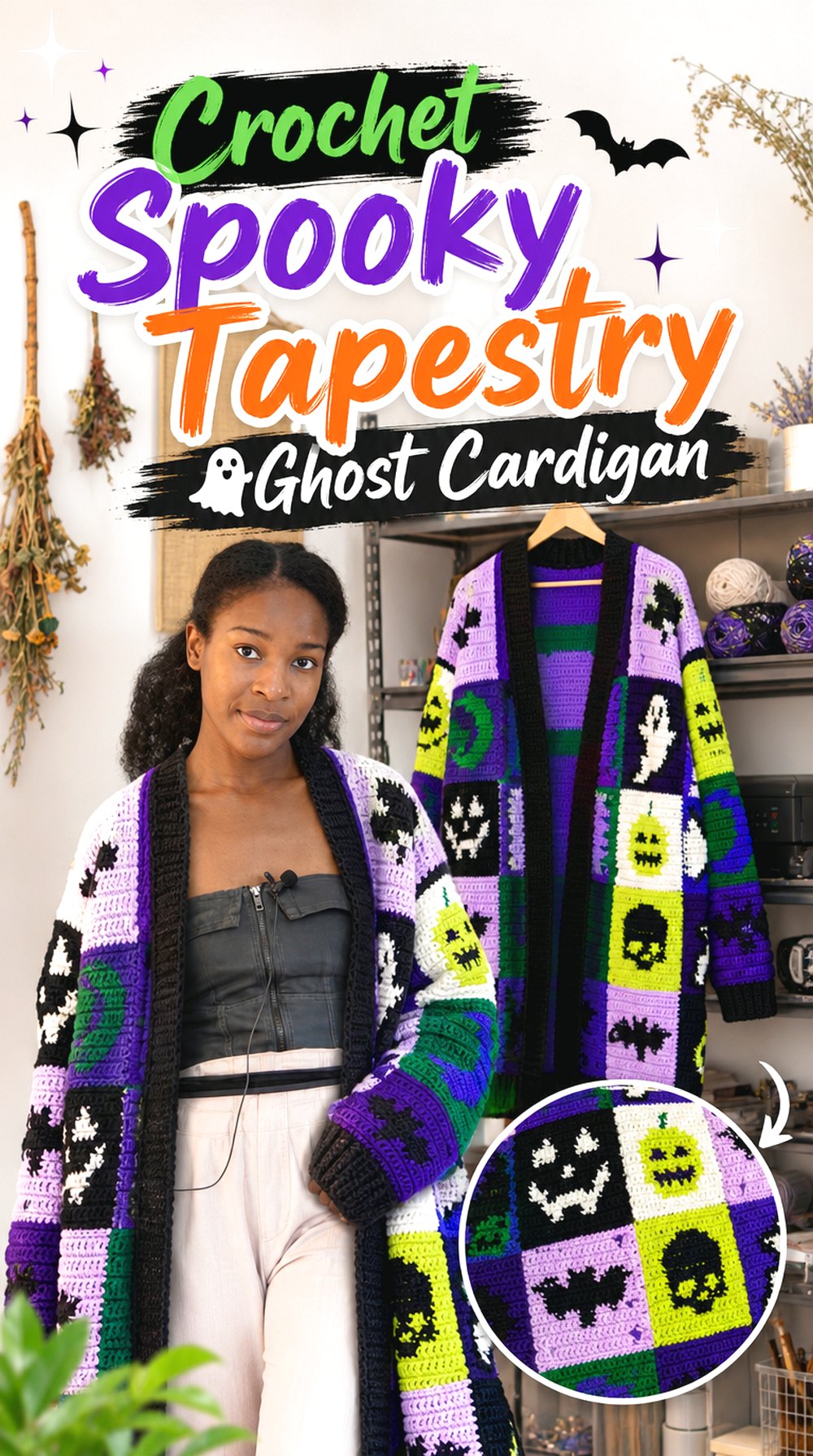 Crochet Spooky Tapestry Ghost Cardigan