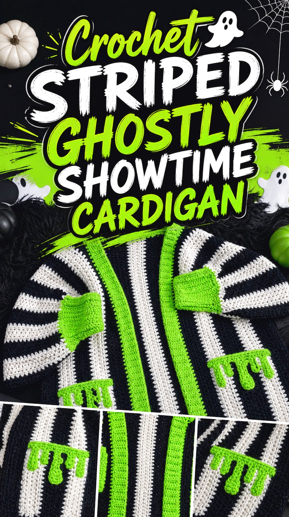 Crochet Striped Ghostly Showtime Cardigan