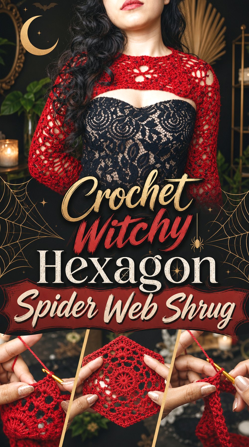 Crochet Witchy Hexagon Spider Web Shrug