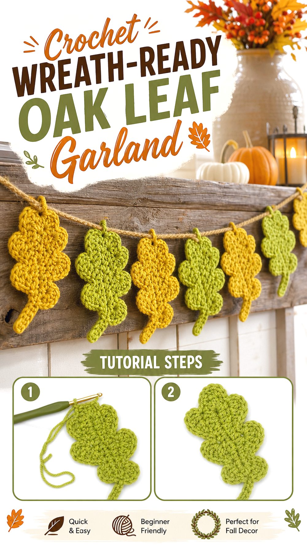 Crochet Wreath Ready Oak Leaf Garland