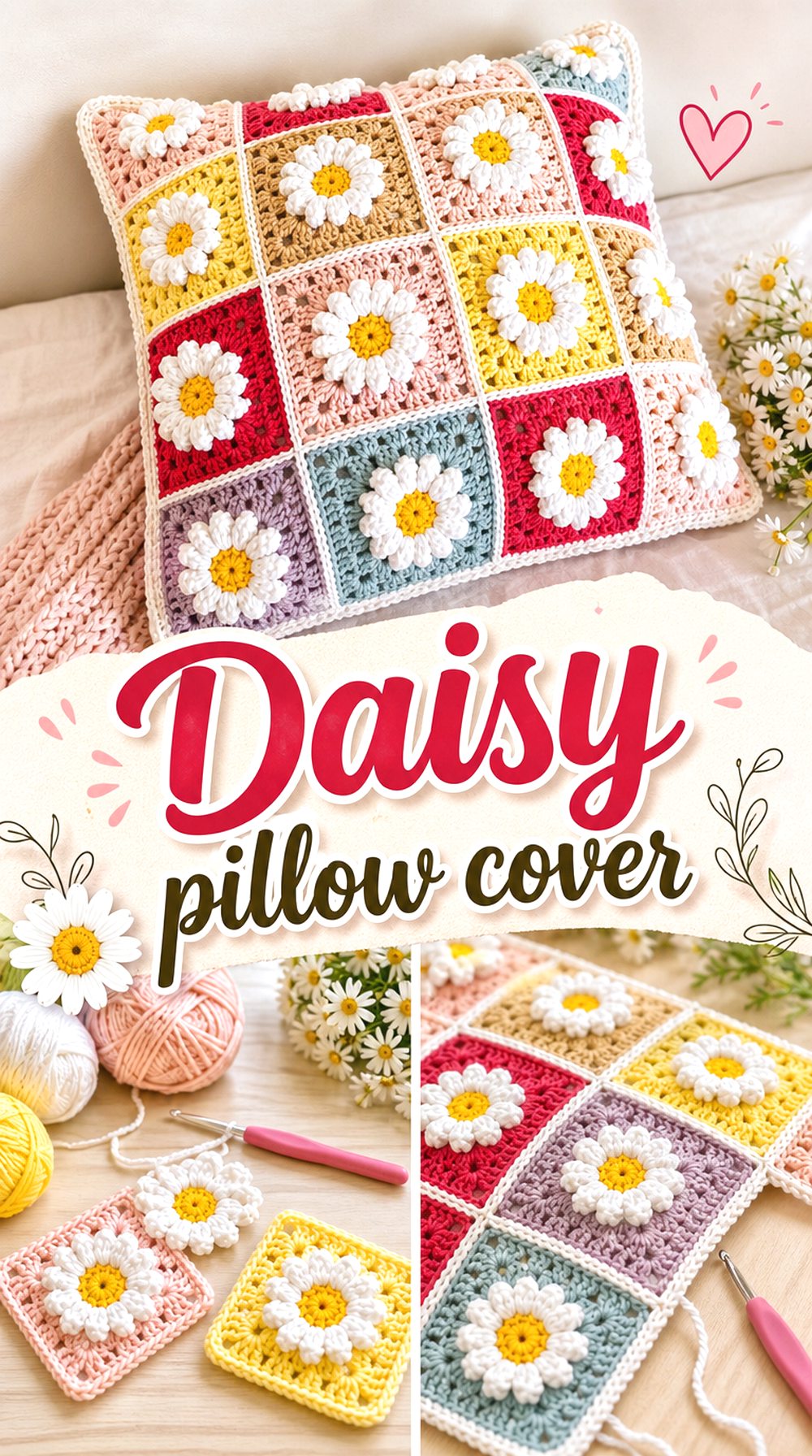 Daisy pillow cover