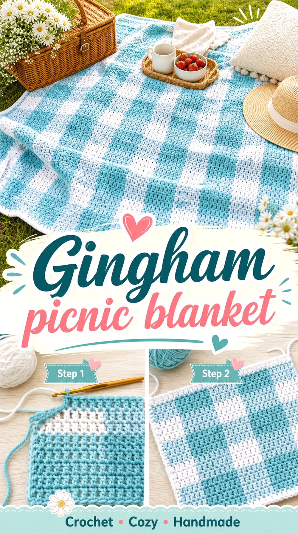 Gingham picnic blanket